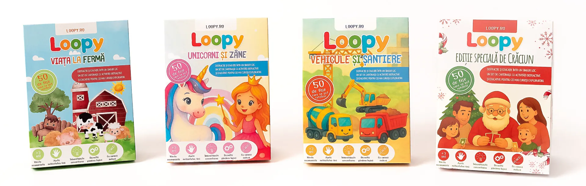 seturile loopy - cartonase educative reutilizabile