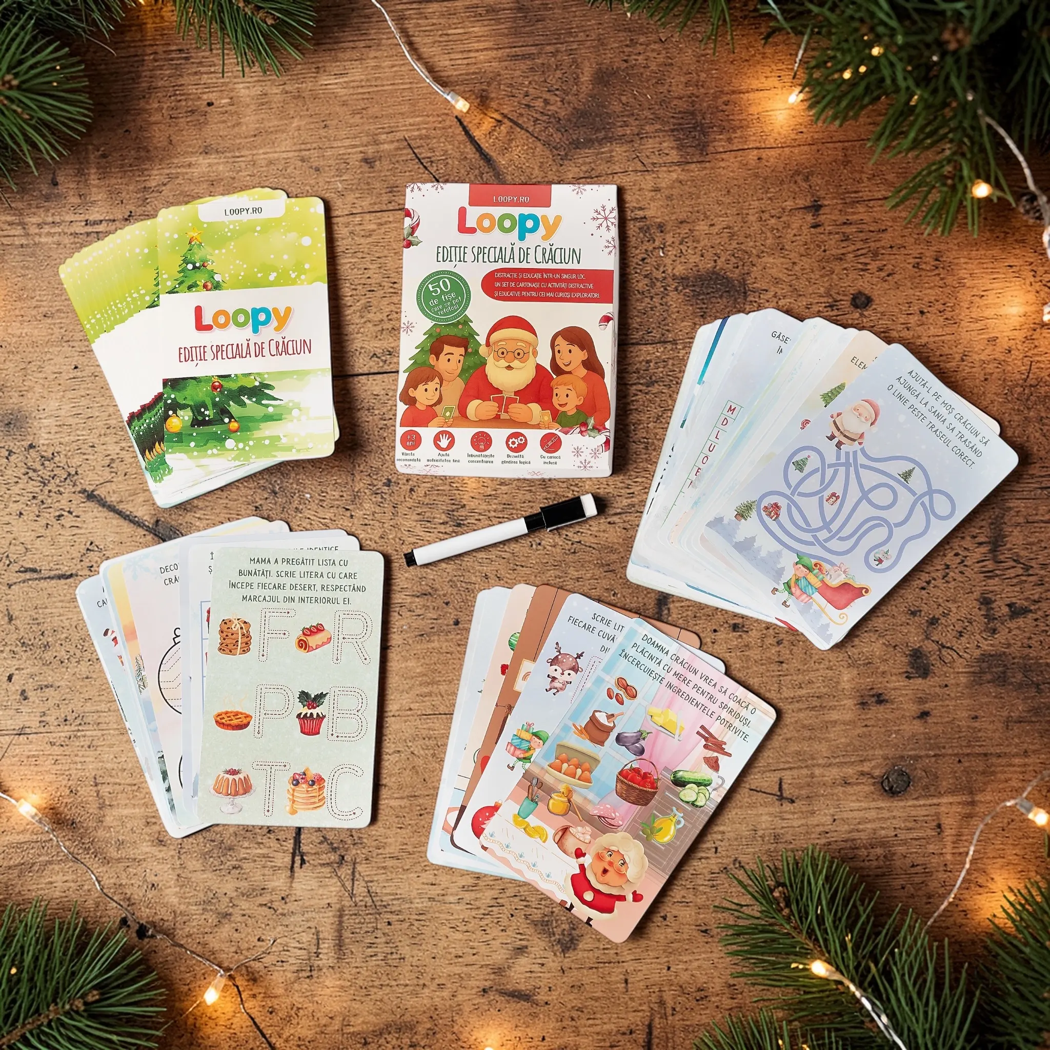 Loopy – set cartonase reutilizabile pentru copii editia de craciun Loopy – set cartonase reutilizabile pentru copii editia de craciun