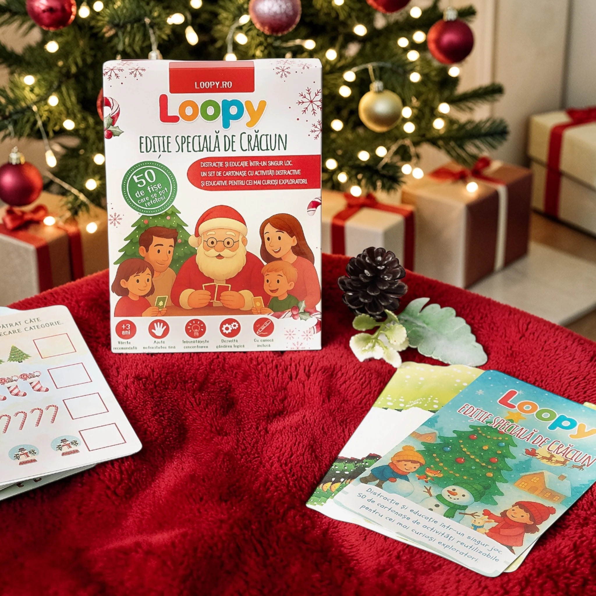 Loopy - set cartonase reutilizabile pentru copii editia de craciun Loopy - set cartonase reutilizabile pentru copii editia de craciun