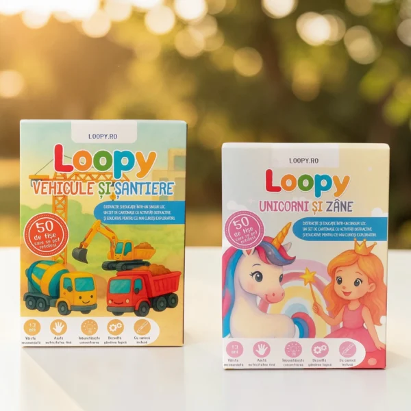 Loopy - set cartonase reutilizabile pentru copii pachet aventura
