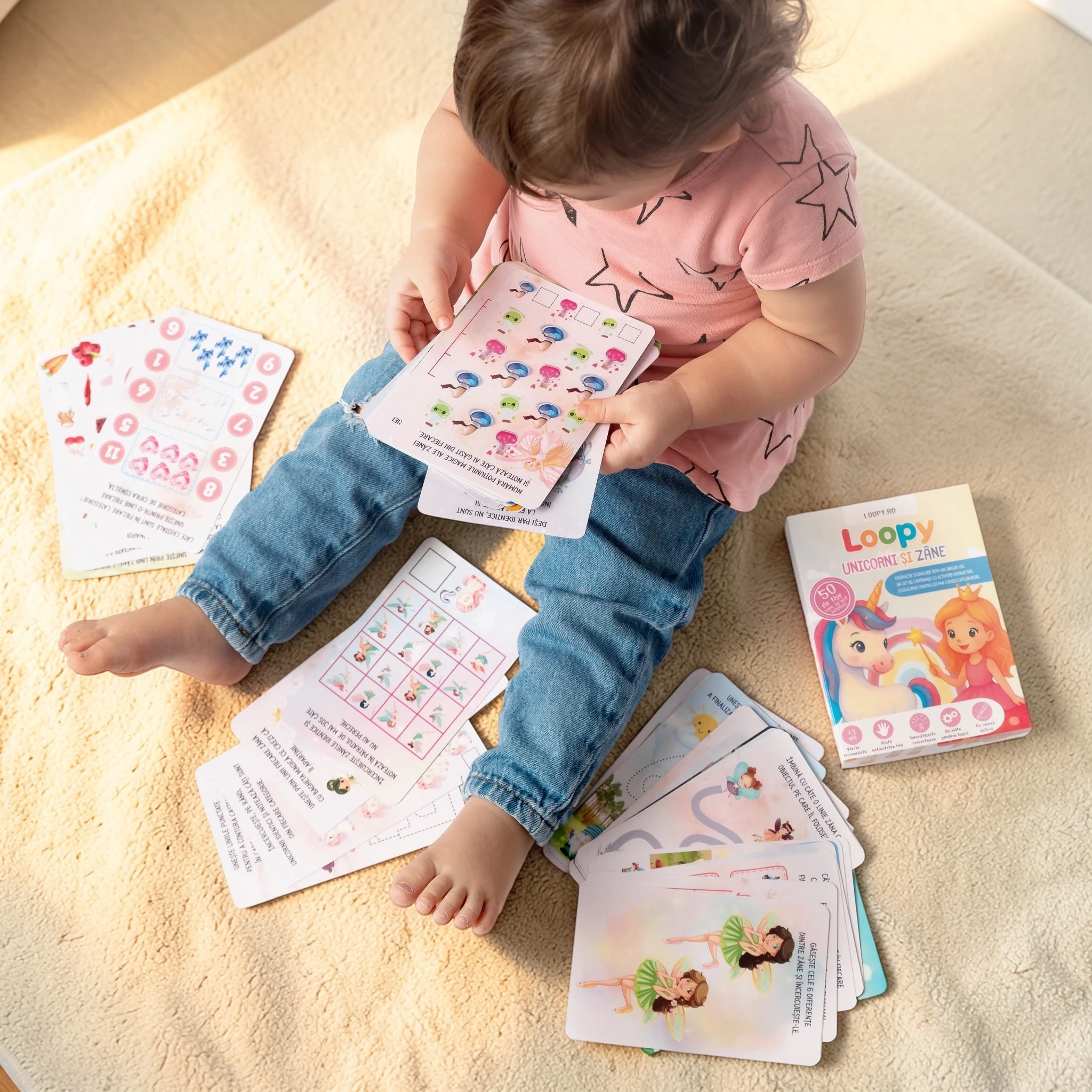 Loopy – set cartonase reutilizabile pentru copii unicorni si zane Loopy – set cartonase reutilizabile pentru copii unicorni si zane